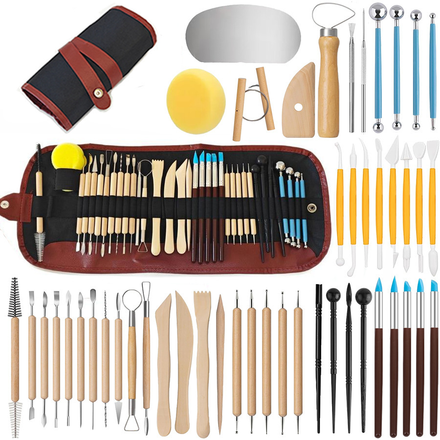 Herramientas de escultura de cerámica transfronteriza conjuntos de varias piezas herramientas de barro de arcilla de cerámica suave DIY conjunto de escultura de barro