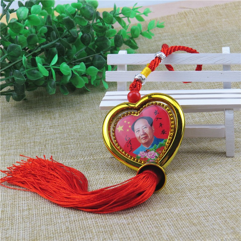 厂家直销双面毛主席汽车后视镜挂件饰品玻璃贴片桃心凸面车挂件