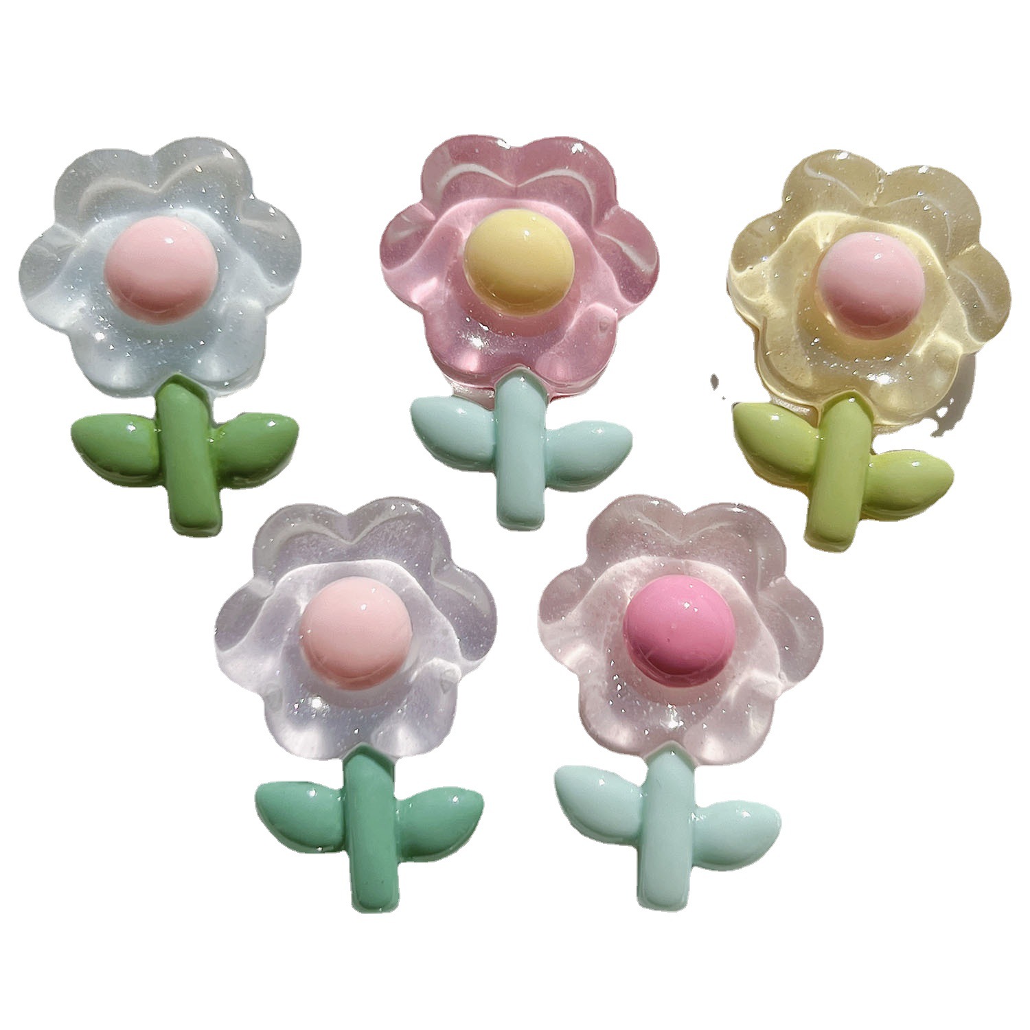 Cruz-frontera creativo congelado sol verde hoja flor DIY crema pegamento resina accesorios hechos a mano horquilla decoración zapato hebilla tapa pegatinas