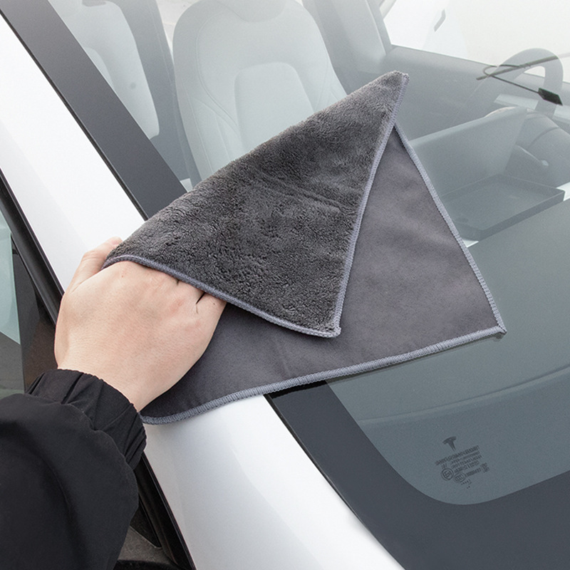 Toalla de coral gruesa para limpiar el vidrio sin marcas de seda toalla de lavado de automóviles toalla de piel de ciervo absorción de agua al por mayor image 3