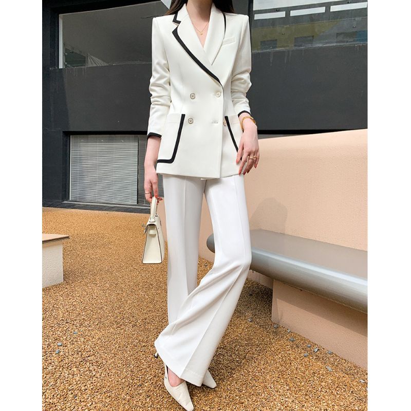 Women's High-End Suit, Spring & Fall Elegant, Fashionable Professional Formal Suit Jacket, Casual Wide-Leg Pants Two-Piece Set