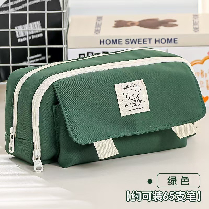 新しい中学生・高校生向け筆箱、高級文具バッグ、大容量ダブルジッパー多層レトロ筆箱|undefined