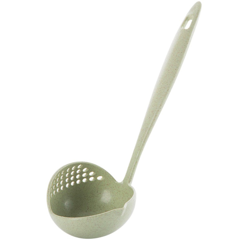 Paja DE TRIGO mango largo de doble propósito cuchara de sopa grande colador espesado caliente olla cuchara gachas de plástico cuchara de sopa caliente