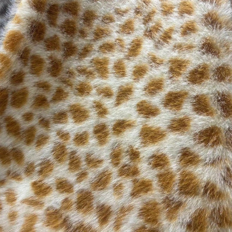 750g de pelo de conejo pequeño visón jacquard estampado de leopardo patrón de ciervo alto bajo abrigo abrigo bolsa tela de juguete en stock