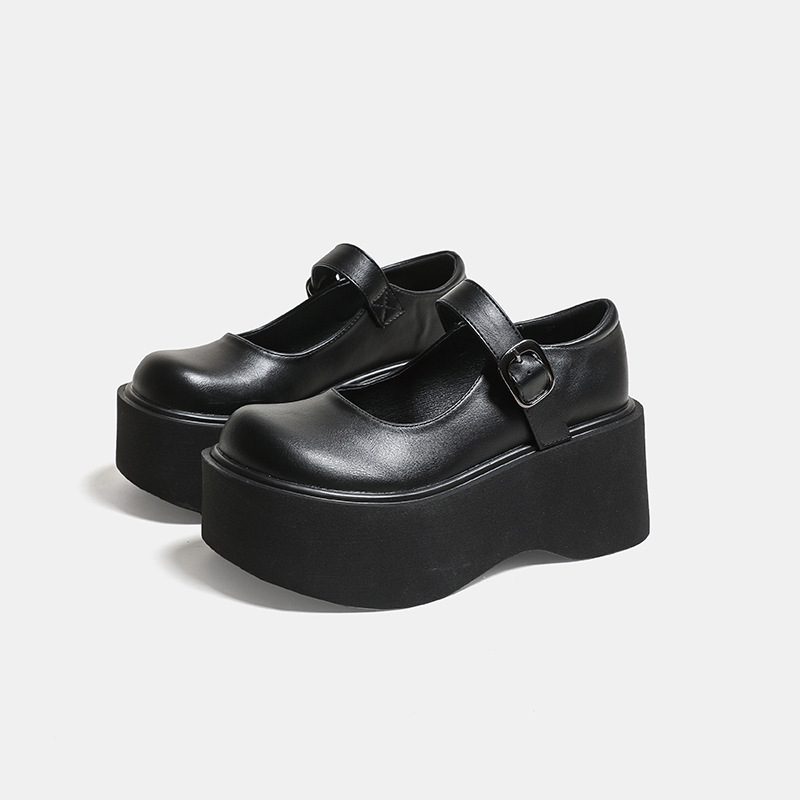 Retro shoes platform English style, for teenagers, height increasing, Collection Year 2025, JK style (Japanese school style), British style