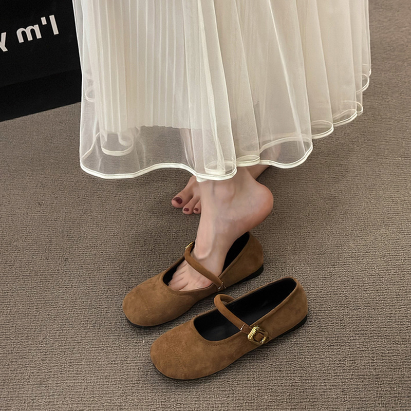 Cabeza redonda francesa con fondo plano, zapatos para mujeres 2025, verano y otoño, nuevos zapatos retro suaves de hadas, granny bean.