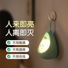 外貿跨境智能人體感應小夜燈USB充電氛圍床頭燈led創意硅膠感應燈