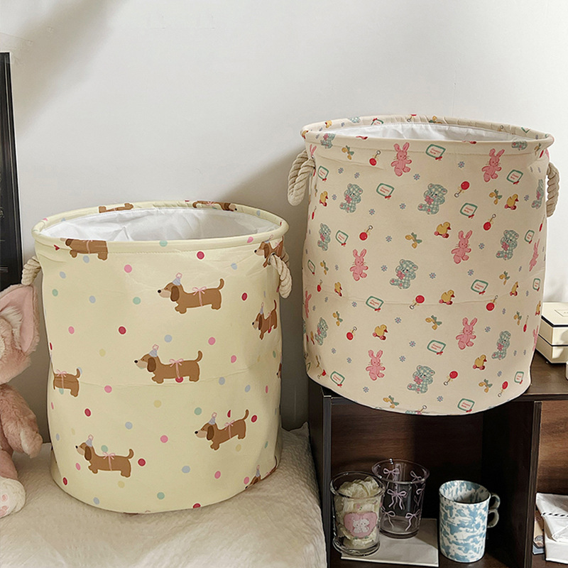 Dibujos animados ins simple y lindo perro salchicha casa canasta de ropa sucia cubo de almacenamiento impermeable algodón lino lona ropa marco de almacenamiento