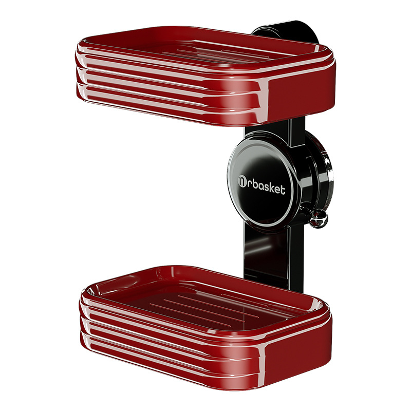 Caja de jabón con ventosa Caja de drenaje de jabón de doble capa montada en la pared sin perforación Estante de jabón lindo creativo para el baño