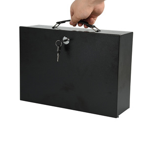 Portable Safe with Lock Iron Box Cash Box Document Passport Office Home Storage Insurance Document Storage Box