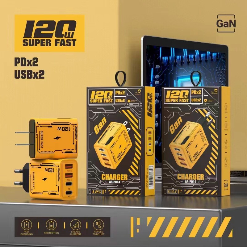 120W multi-port fast charging head usb pd smartphone charger for Apple Huawei dual typec plug