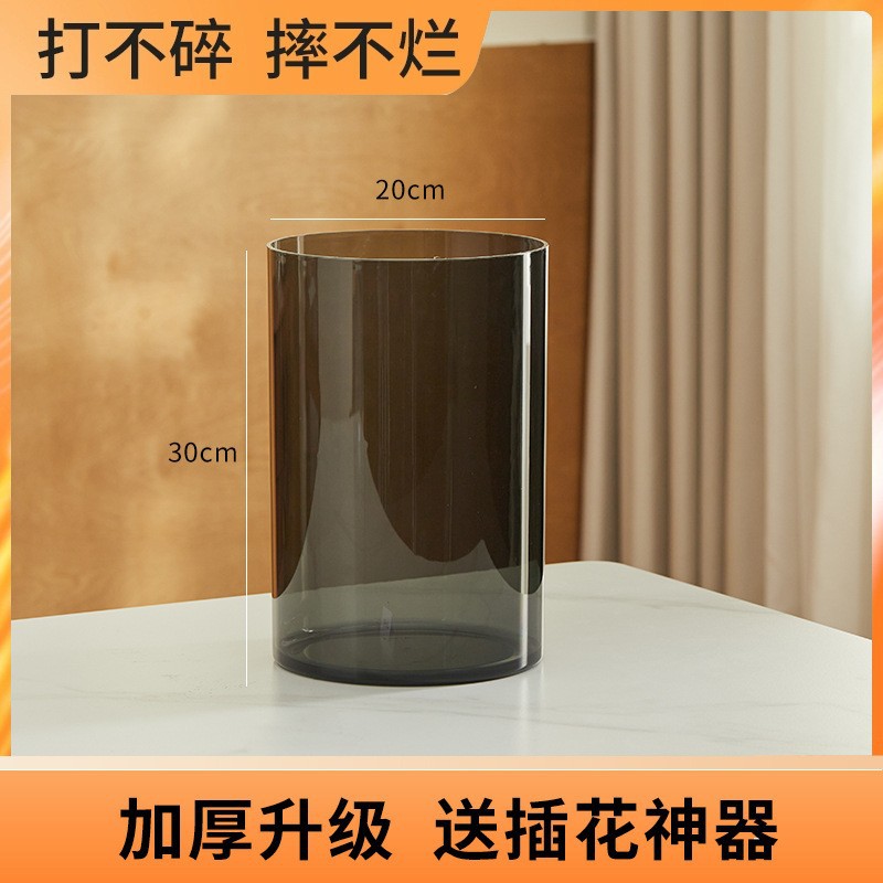 Florero engrosado, decoración, sala de estar, arreglo floral, acrílico, sensación de alta calidad, hidropónico, bambú rico, plástico transparente a prueba de caídas, grande