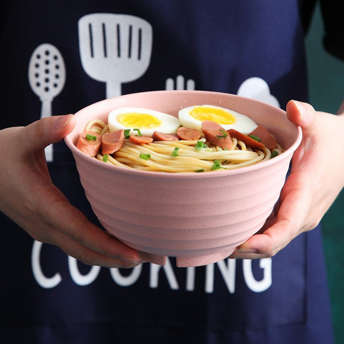 Wheat Straw Bowl Plastic Bowl Student Lunch Bowl Home Use Ramen Bowl Creative Noodle Bowl Set Soup Bowl Commercial