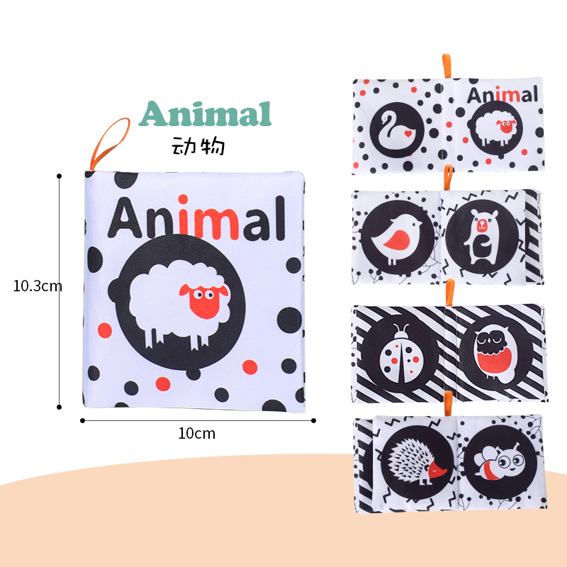 Tronco de cama de color blanco y negro para recién nacidos transfronterizos BB llamada no está roto, libro de tela para bebés, cuna, juguetes colgantes