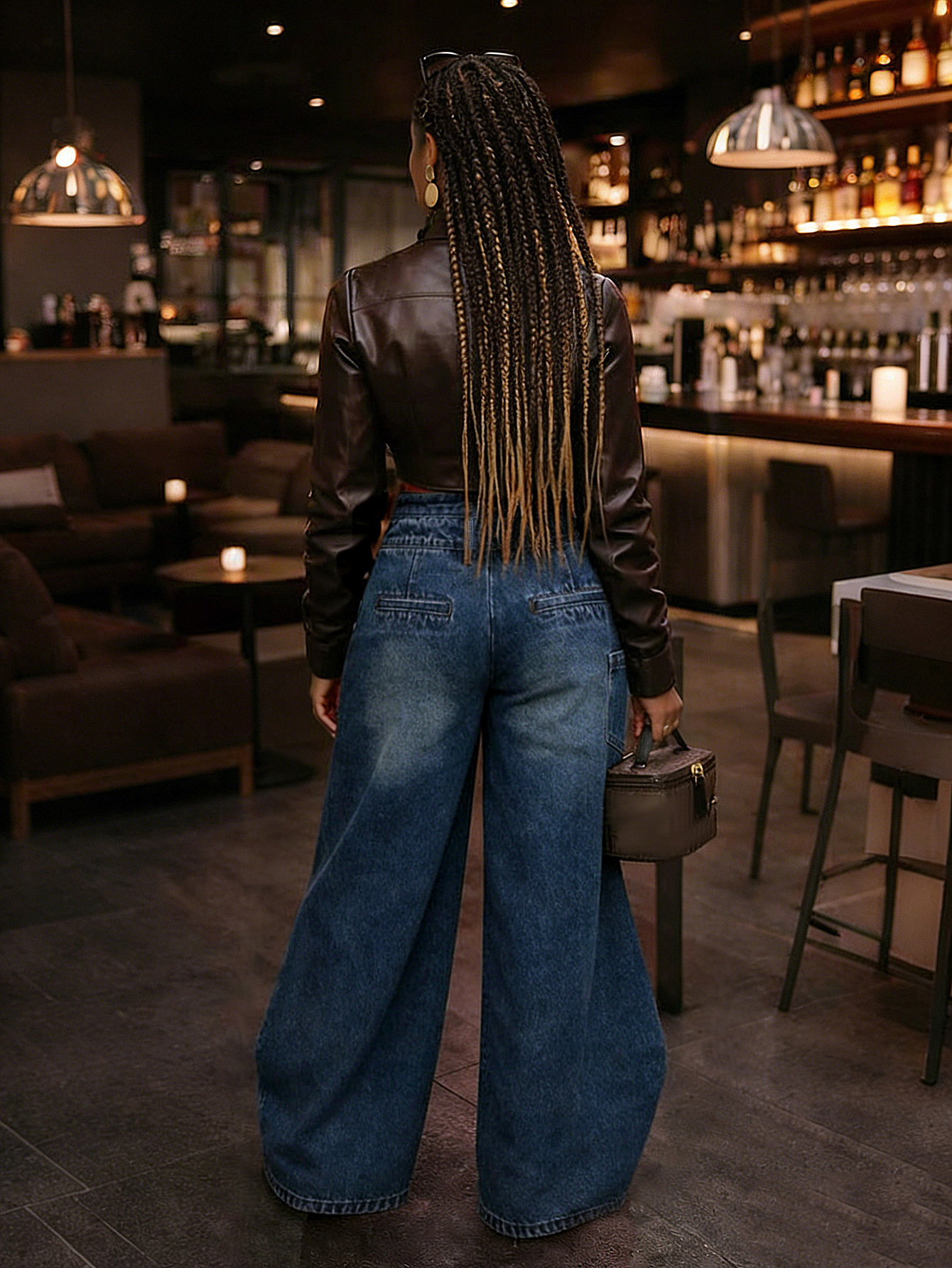 Women's Clothing Retro High-Waisted Wide Leg Pants Irregular Crossover Metal Buckle Slimming Flowing Trousers For Women Hot Girl Style_mkmklike.com