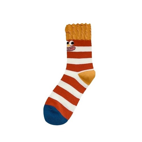 French fries socks pure cotton women funny cute cartoon women mid-tube socks spring and summer pure cotton women socks Zhuji socks wholesale