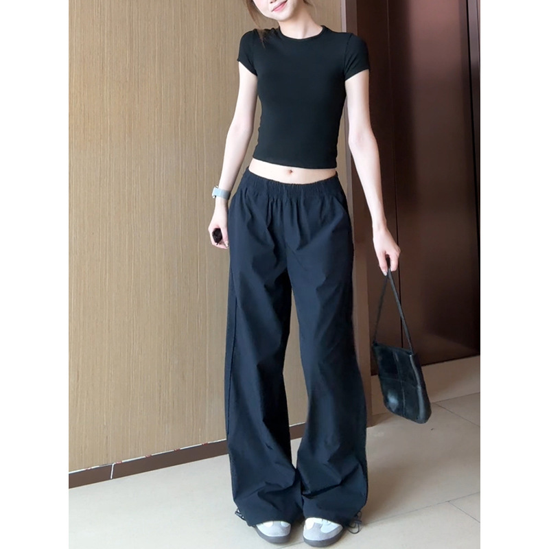Summer Thin Quick-drying Straight Tooling Pants Women's 2025 New Niche High Waist Slimming All-match Casual Leg-toe Trousers