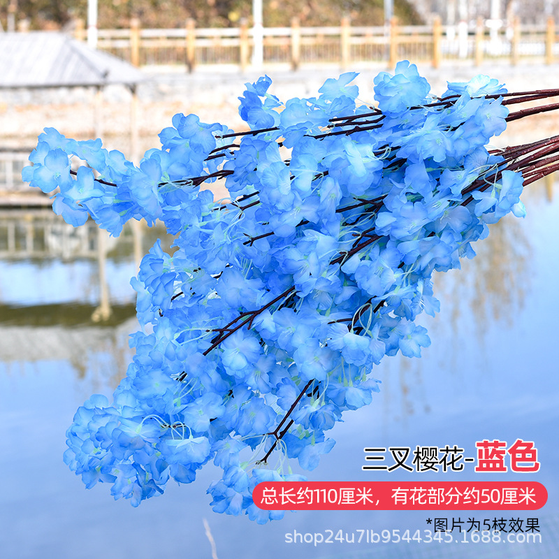 Simulación de flores de cereza flores de melocotón flores de pera flores de ciruela flores de bodas flores falsas vid decoración jardín balcón red de manglares paisaje de pared