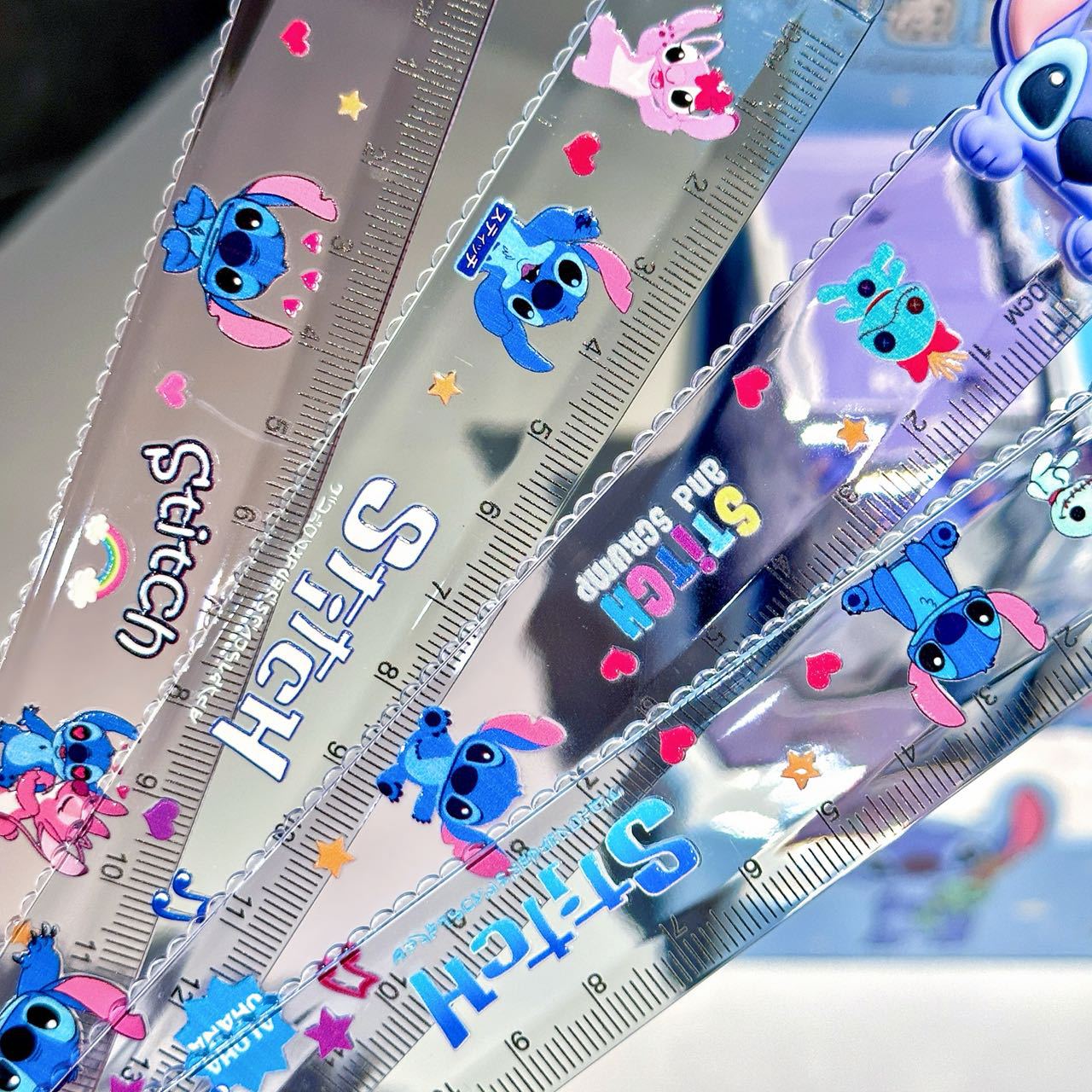 Cartoon Azul 15cm marcadores regla de goma suave muñeca cabeza de dibujos animados hermosa regla recta regla de medición de estudiantes de primaria