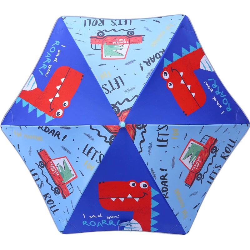 Новый милый мультфильм округлые безопасности Детский Зонт Прямая кость длинная ручка Солнечный и дождь зонтик черный резиновый длинная ручка зонтик от солнца