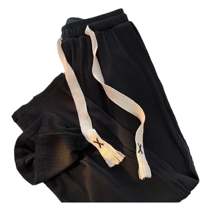 Primavera y otoño pantalones sueltos recortadas rectos hombres moda marca de moda Pantalones casuales Pantalones deportivos color sólido micro elástico juventud flujo