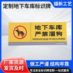 Aluminum-Plastic Plate with the Words "No Dogs Allowed to Walk" in Stock, Signage for Underground Garages in the Community, Stainless Steel Signage