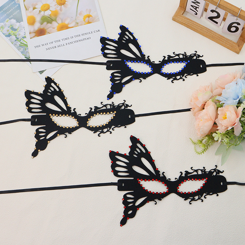 Halloween mariposa mitad cara máscara de adultos collar de diamantes fiesta anual venecia mascarada pestañas de baile