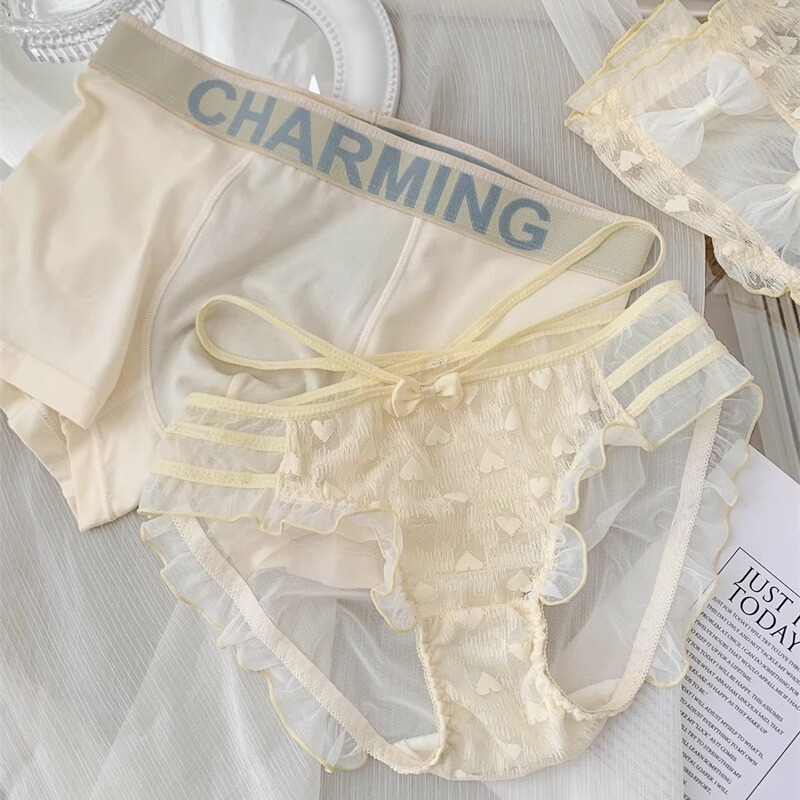 Couple's Underwear Sexy Pure Desire One Man and One Woman Hollow Mesh Summer Thin Sweet Emotional Briefs Strap Couple's Underwear Sexy Pure Desire One Man and One Woman Hollow Mesh Summer Thin Sweet Emotional Briefs Strap