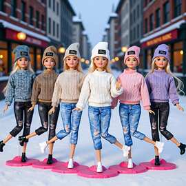 6分30cm洋娃换装时尚羊毛卫衣帽子裤子鞋娃衣11寸亚马逊跨境外贸