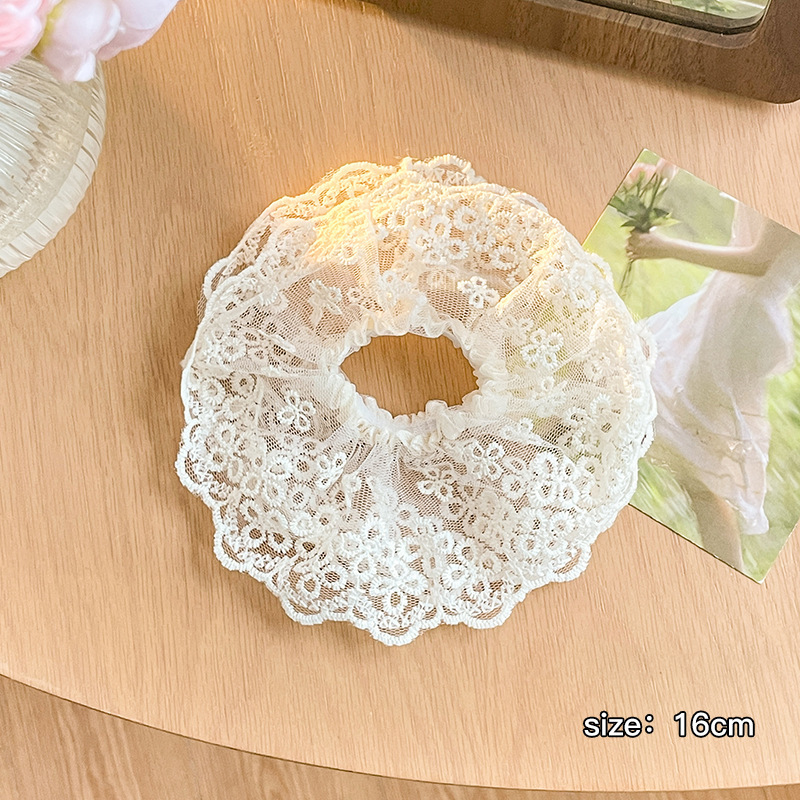 Primavera nueva corbata de pelo de intestino grueso para niños accesorios para el cabello de encaje dulce niña cabeza de bebé flor cuerda para la cabeza tocado de cuerda para el cabello japonés