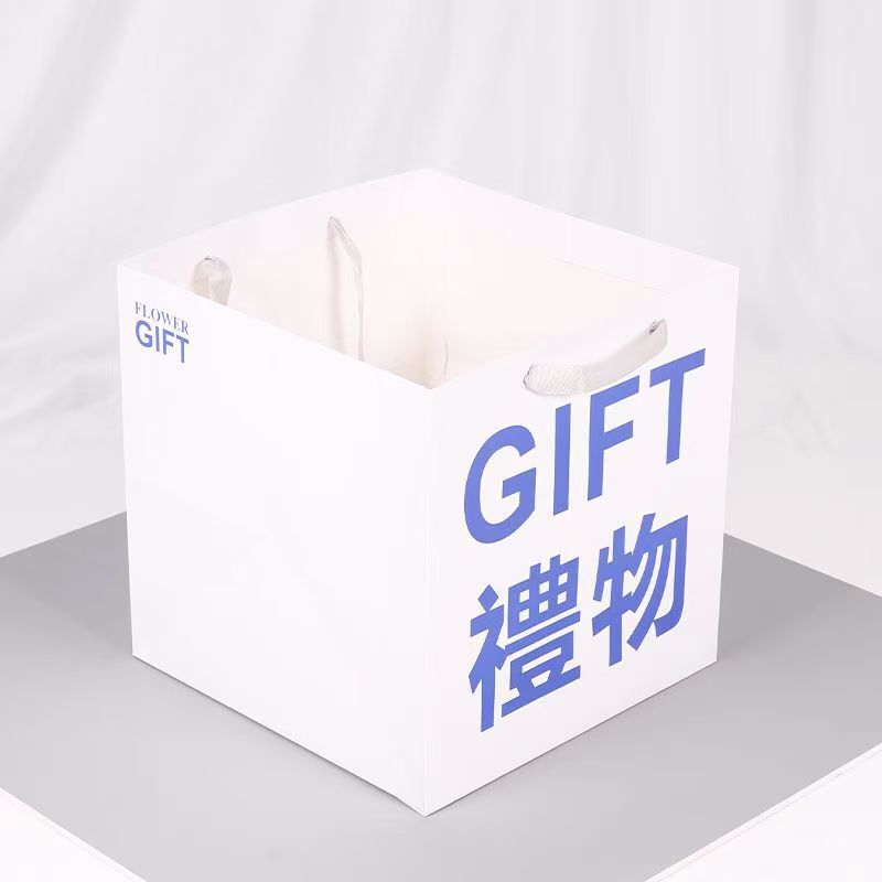 新しいギフトフラワートートバッグ正方形の厚みのあるギフトバッグバレンタインデーフラワーショップ包装トートバッグ卸売|undefined