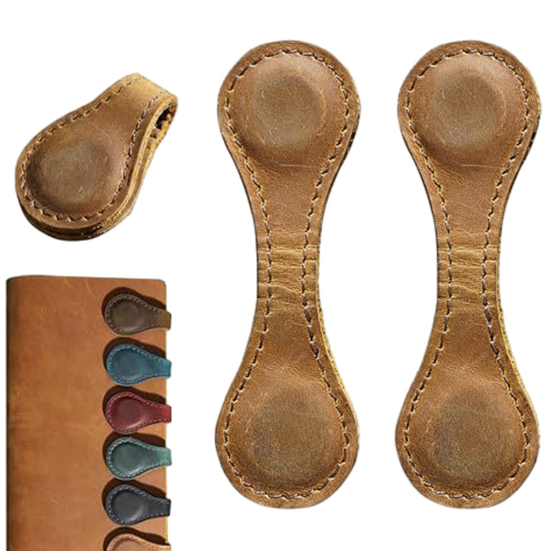 Feideli Amazon caliente de cuero genuino titular de libro magnético retro estudiante marca de lectura marcador titular de la cuenta de mano de doble cara