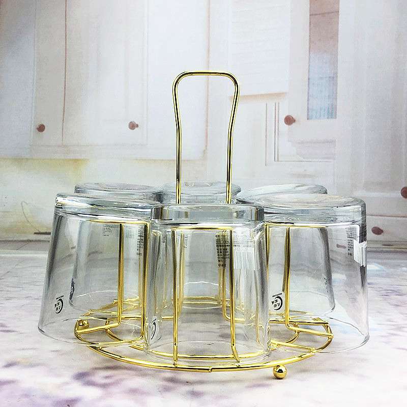 Simple kitchen cup storage rack golden water cup upside down rack iron wine glass rack drain manufacturer wholesale
