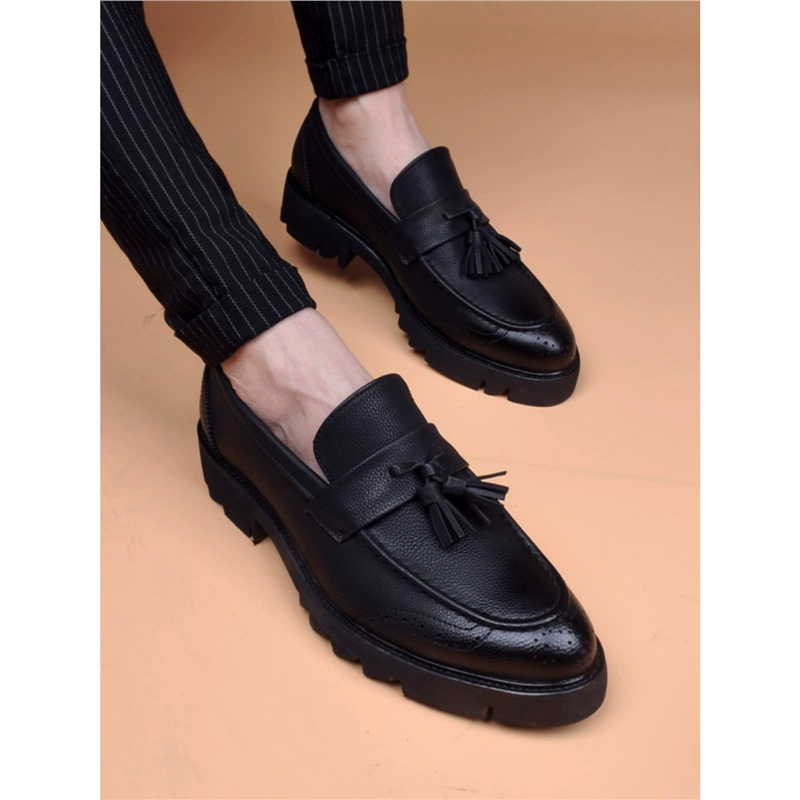 Spring Bullock с кисточкой на каблуках дышащая остроконечная мужская кожаная обувь деловая повседневная модная обувь знакомства кожаная обувь мужская