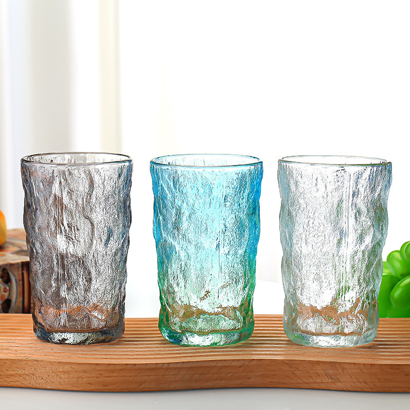 Taza de glaciar de vidrio simple taza de agua casera taza de jugo de cerveza transparente taza colorida taza de té de frutas