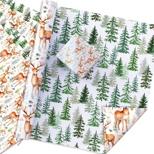 Wz033 Christmas Deer Pine Double-Sided Gift Decorative Paper Party Gift Box Decorative Outer Wrapping Paper