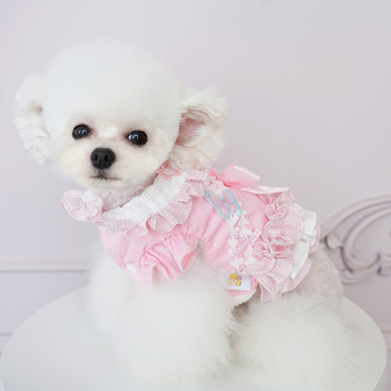 狗狗衣服秋冬装猫咪公主裙格子纱小裙可牵引小型犬泰迪宠物衣批发|undefined
