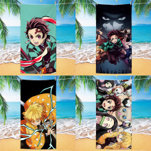 跨境亚马逊鬼灭之刃沙滩巾超细纤维印花儿童卡通动漫系列沙滩浴巾