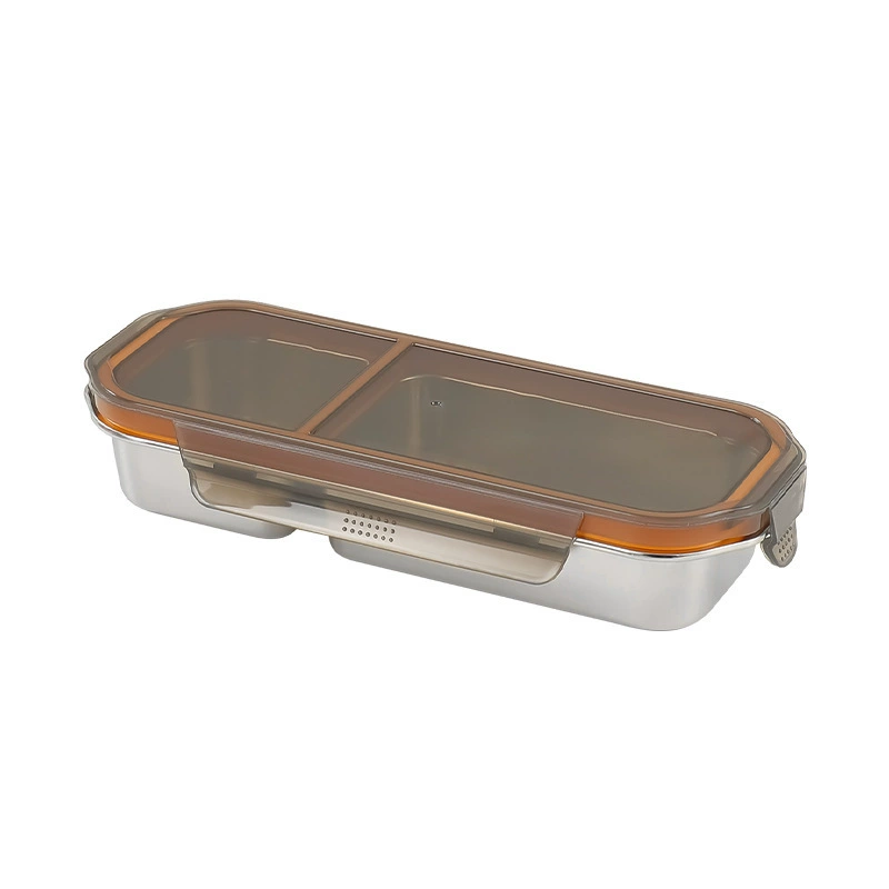 304 stainless steel sushi box lunch box small portion fitness partitioned lunch box fat-reducing quantitative lunch box salad light snack
