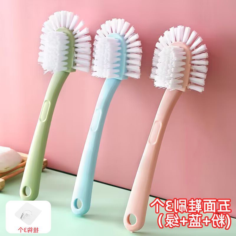 ❀ ✿ ❀ 오각구두솔 [핑크+블루+그린] 3팩 + 후크 3팩