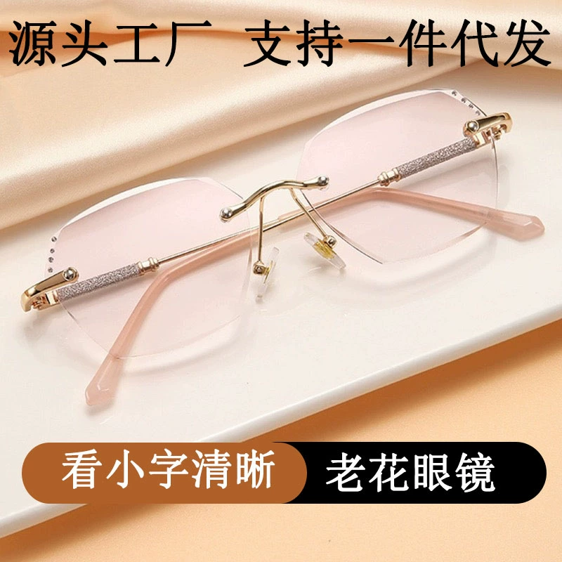 Новая модель анти-синего цвета бриллиантовый ребро без оправы, очки для чтения, очки для чтения, очки для чтения, очки для пожилых людей