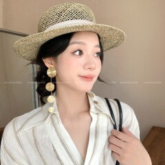 古着复刻!老钱风圆片长款流苏耳环女轻奢高级感夸张耳钉绝美耳饰