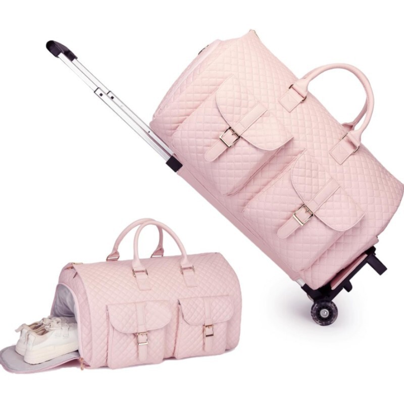Ready Stock Travel with Trolley Rolling Garment Bag Convertible Duffle Clothing Bag for Travel Carrying Clothing Bag