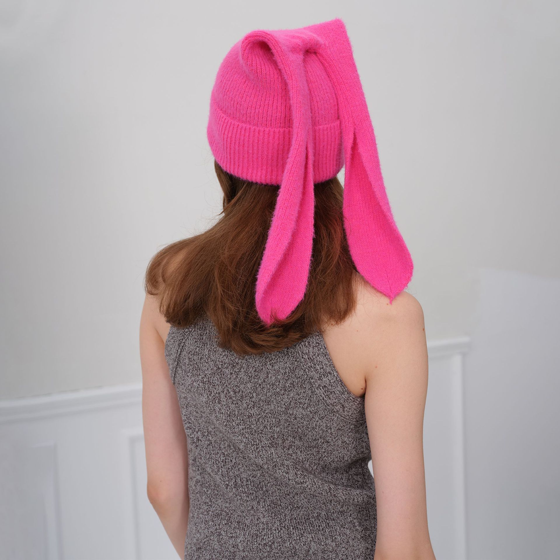 Unisex Scarf Fashion fashion warm thickened solid color cute rabbit ears hat_voghion.com