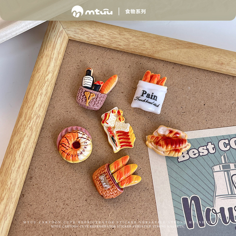 フランスパン型のマグネット式冷蔵庫マグネット、フレンチカーボンフード、焼き菓子、冷蔵庫マグネット、装飾用マグネット、クリエイティブな冷蔵庫マグネット|undefined