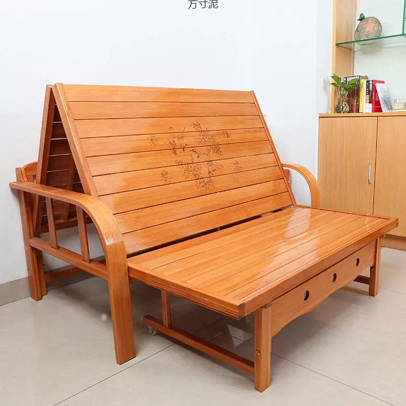 可折叠沙发床两用双人单人多功能竹床客厅家用经济型推拉简易凉床