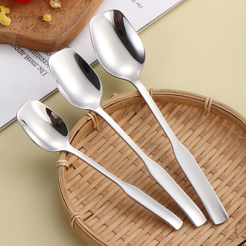 304 cucharas de acero inoxidable cucharas cuadradas elegantes cucharas de comida cucharas de postre cucharas cucharas de comida cucharas LOGO fijo