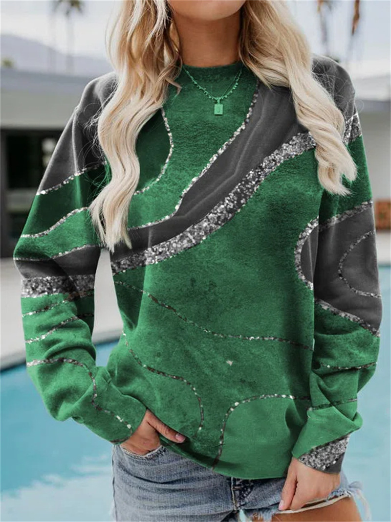 Fashion Color Block Polyester Round Neck Long Sleeve Regular Sleeve Hoodie