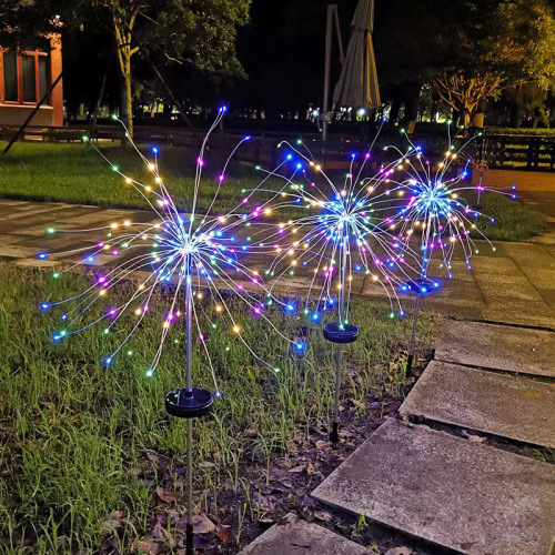 草坪庭院装饰LED太阳能地插烟花蒲公英铜线灯串户外防水装饰彩灯