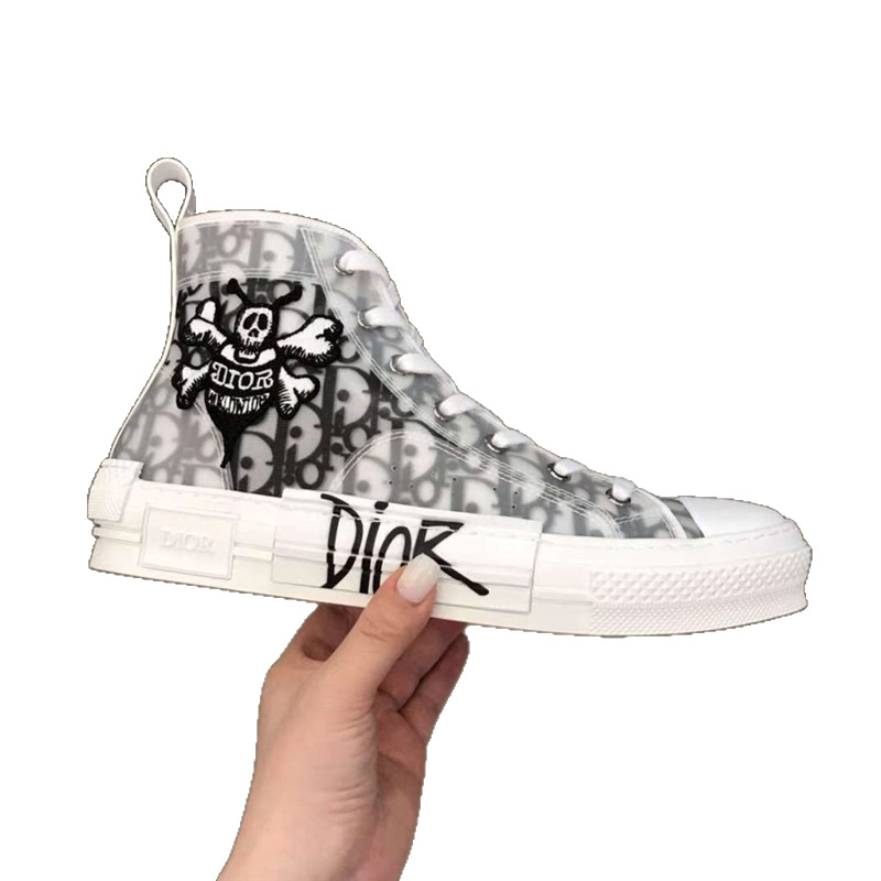 Versión alta de letras D zapatos de alta altura hombres y mujeres lazos de fondo plano estudiantes de hip-hop transpirable malla zapatos de skate casuales verano